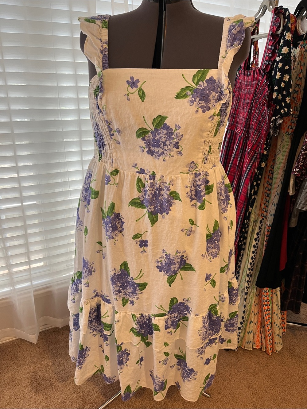 Draper James White Hydrangea Linen Dress 3x 24/26